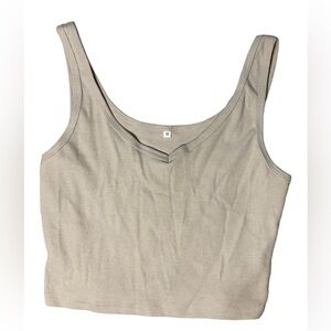 Cream cropped tank top